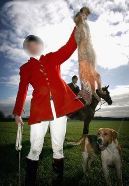 Huntsman with a dead fox
